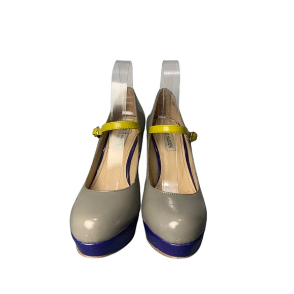 Steve Madden Womens Platform Pumps Size 9.5 Gray Yellow Blue - Picture 2 of 8